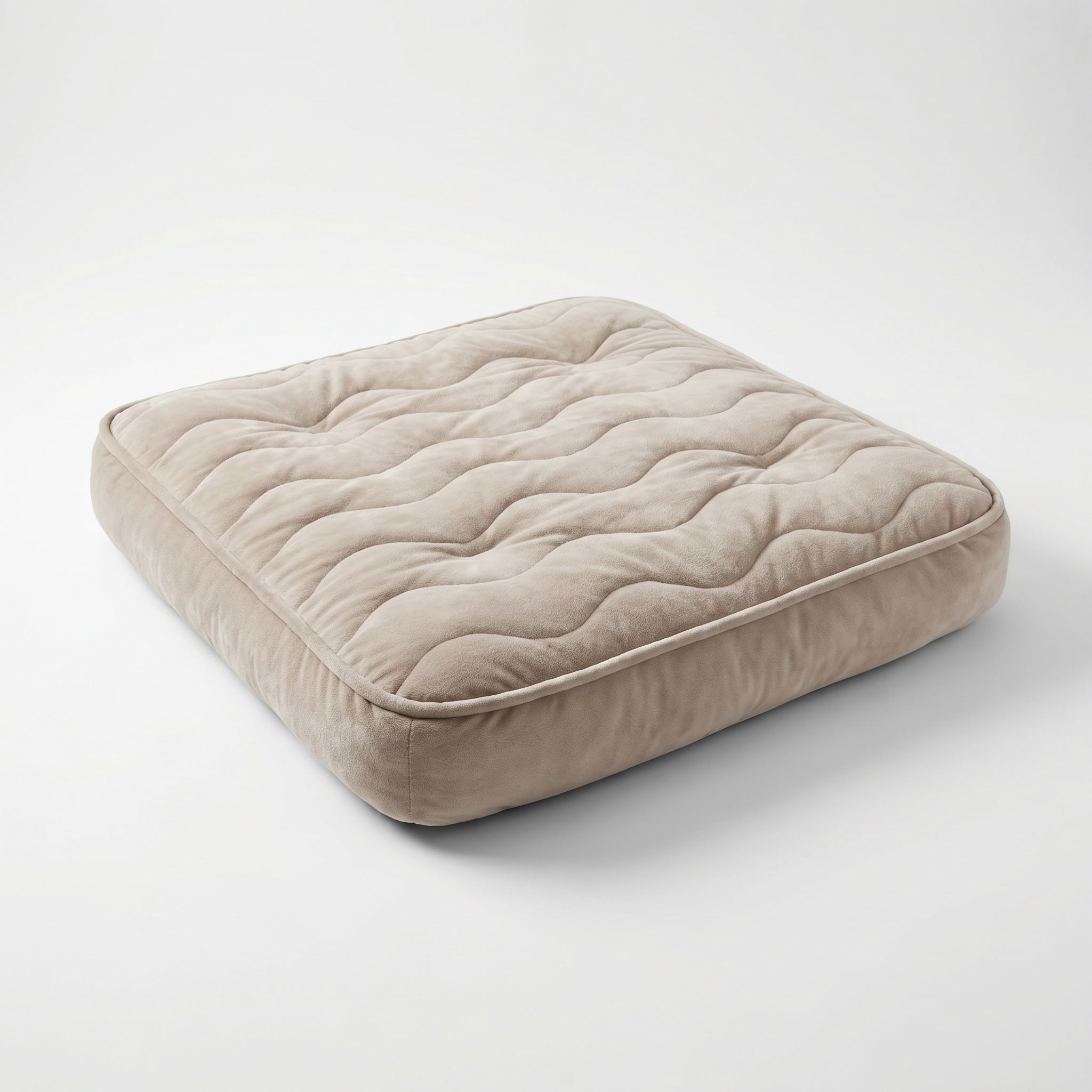 Firkantet ortopædisk memory foam-hundeseng i beige